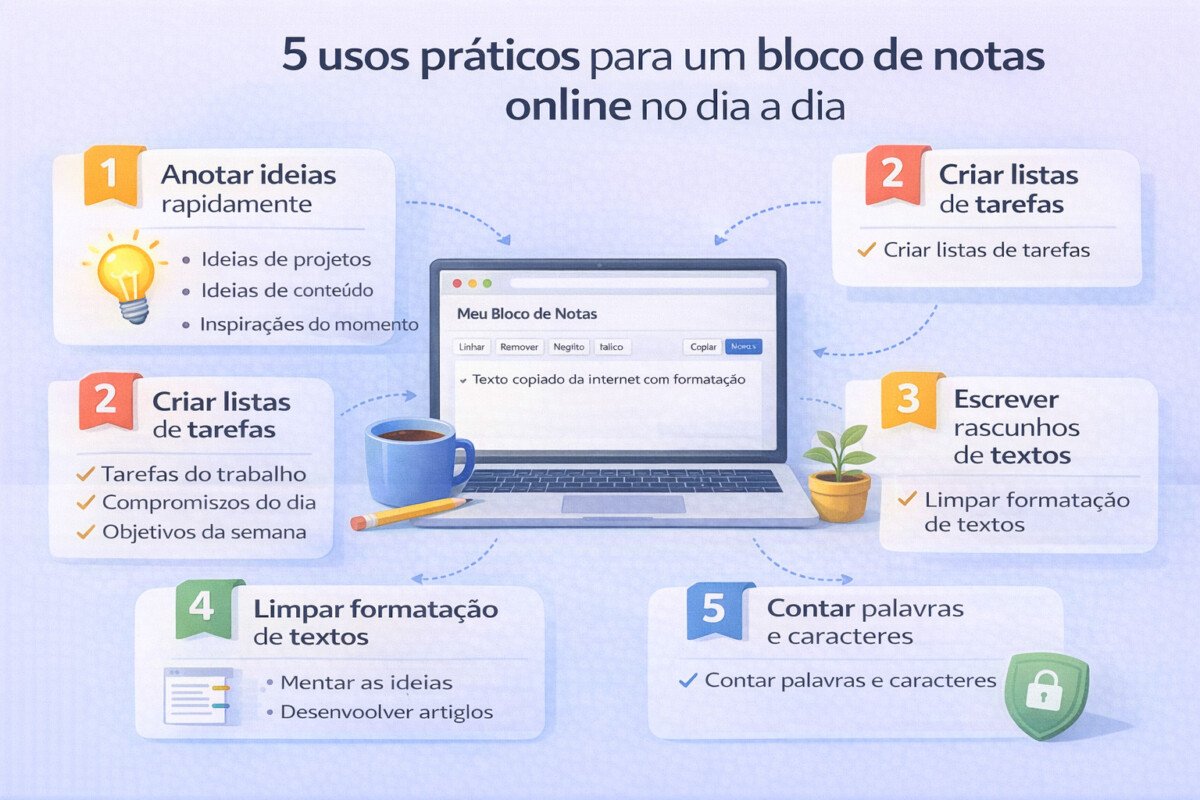 5 usos práticos para um bloco de notas online no dia a dia