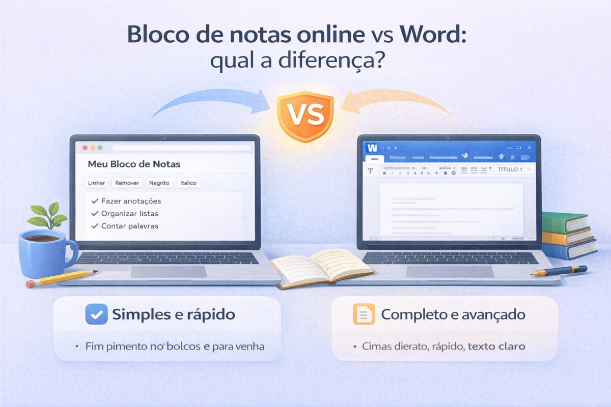 Bloco de notas online vs Word: qual a diferença e quando usar cada um