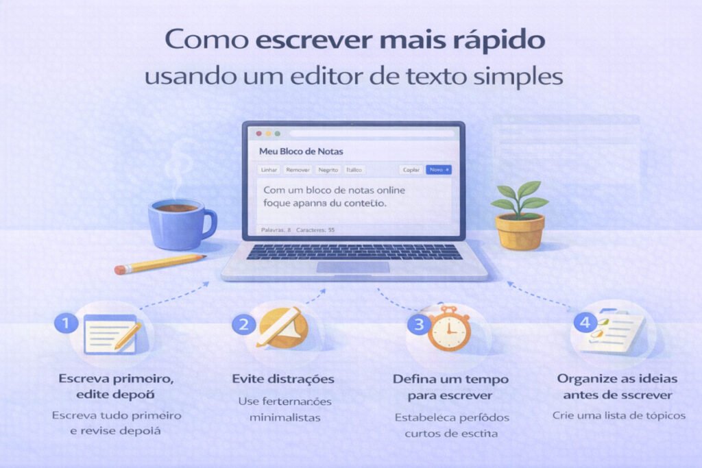 Como escrever mais rápido usando um editor de texto simples