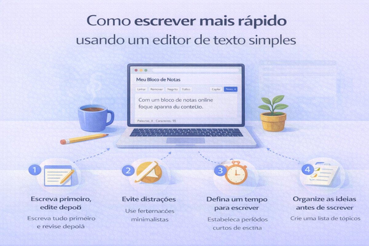 Como escrever mais rápido usando um editor de texto simples