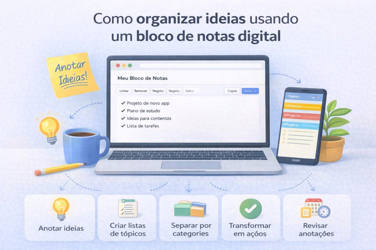 Como organizar ideias usando um bloco de notas digital